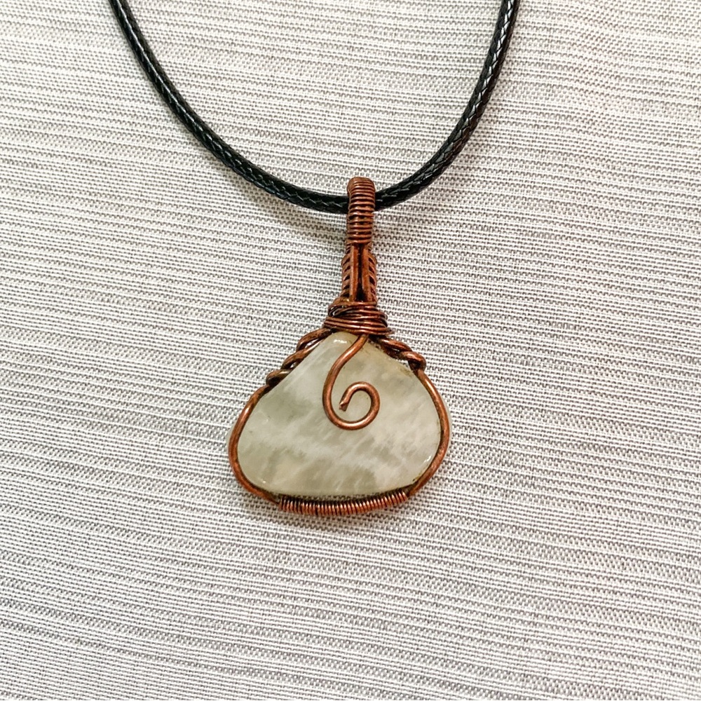 Moonstone Handmade Wire-Wrapped Pendant Necklace
